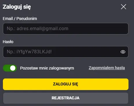 Logowanie członka kasyna FORTUNA ZAKLADY